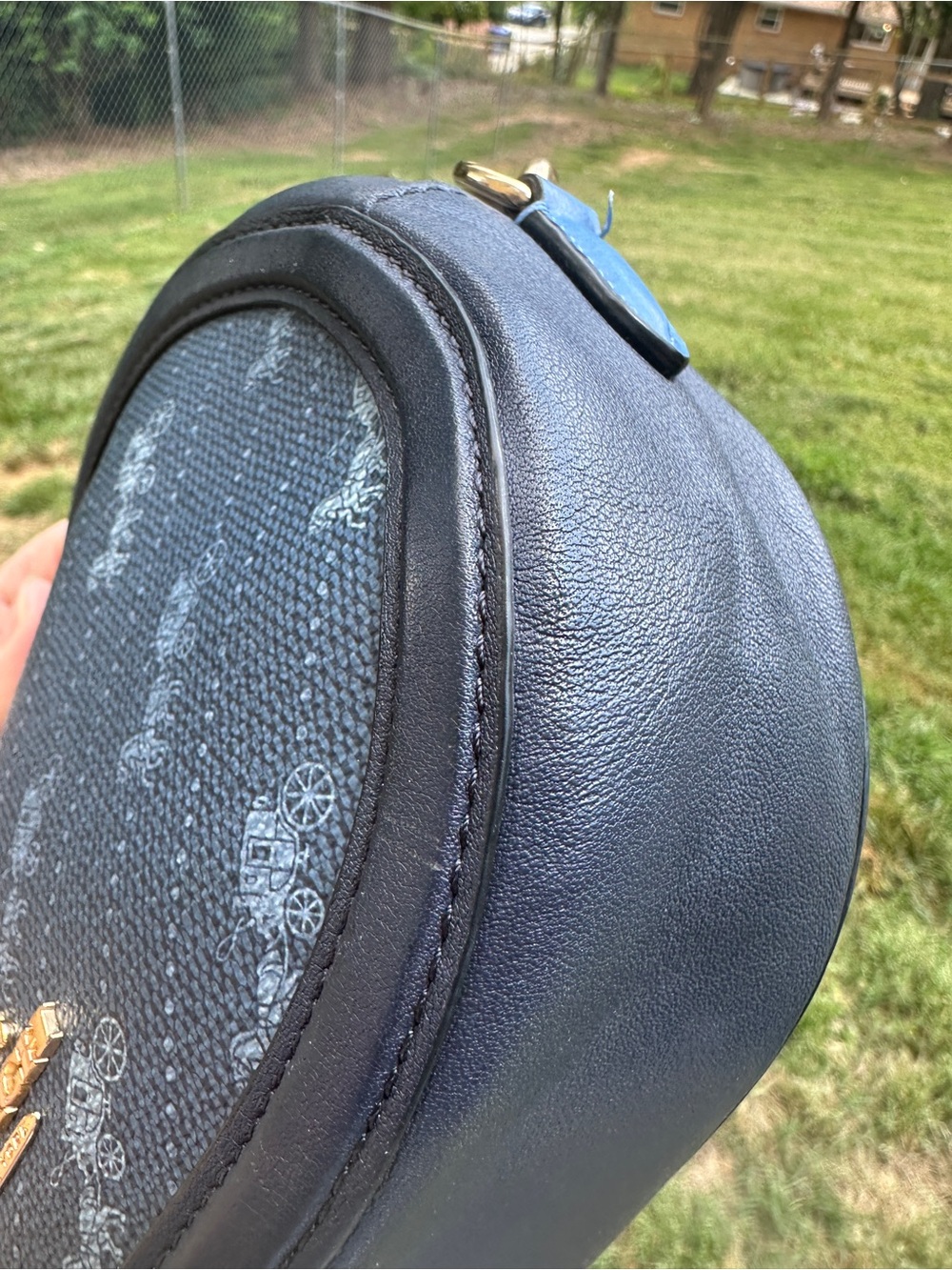 Coach Horse & Carriage Print Oval Camera Crossbody Bag Blue C4057 2021 - Picture 12 of 15